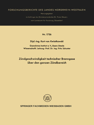 cover image of Zündgeschwindigkeit technischer Brenngase über den ganzen Zündbereich